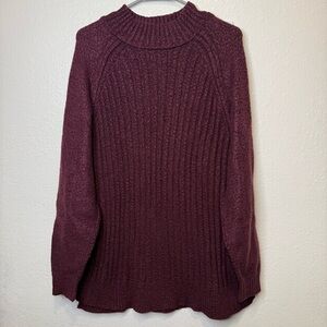 Arula Moody Plum Mock Neck Long Sleeve Sweater Side Slits Size X (XL 14/16)
